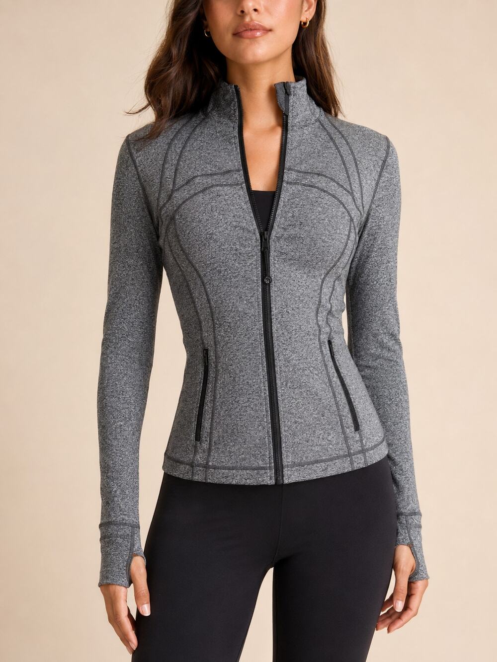 Lululemon Define Jacket Womens 6 Heathered Gray Zip Athletic Running Workout